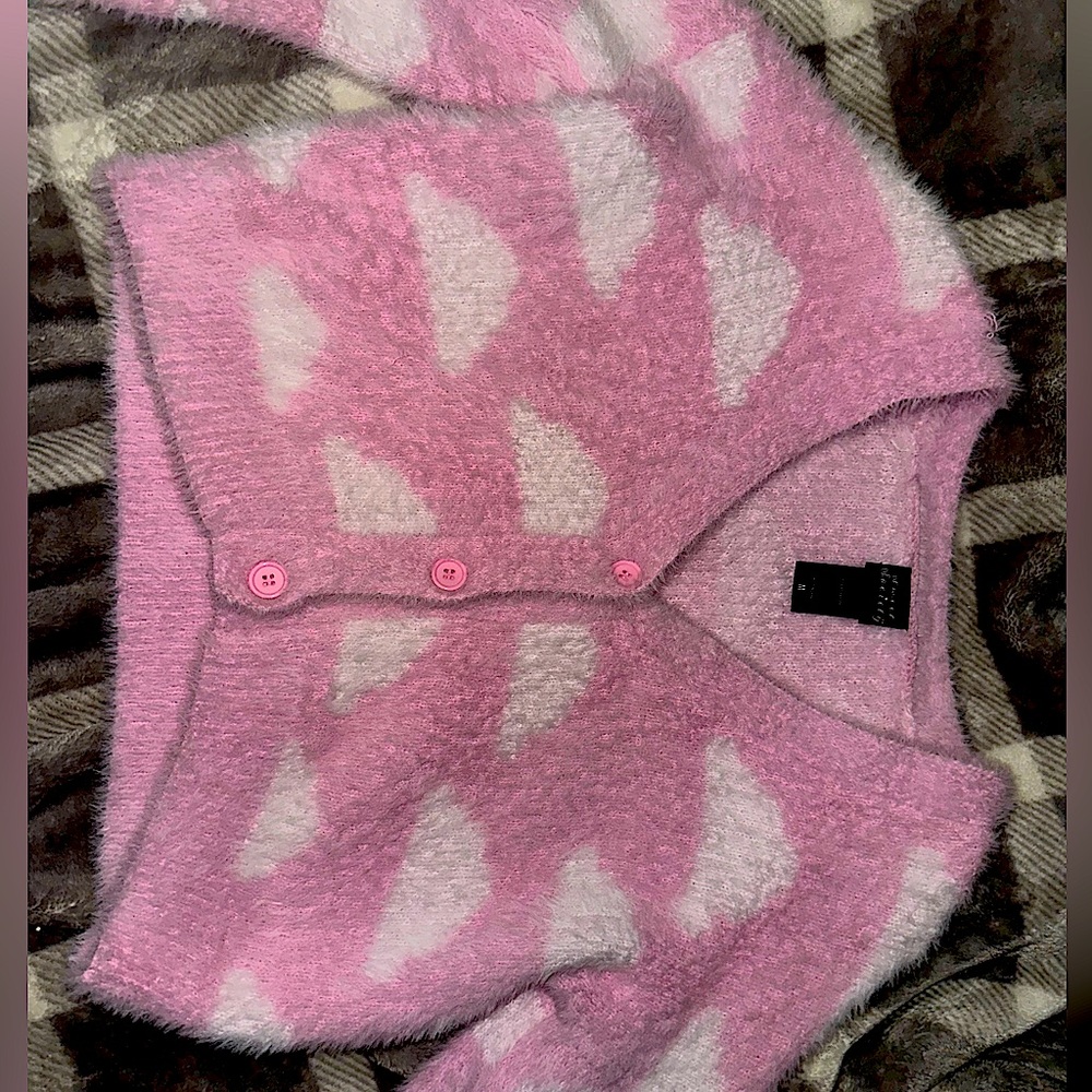 Sweet Society women’s cropped pink long sleeved sweater with cloud design